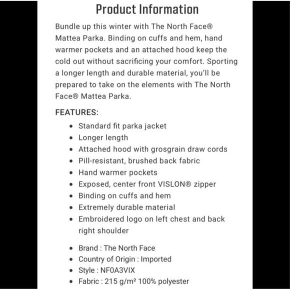 The North Face Mattea Parka Jacket Hoodie Full Zip Dark Gray Gold Women’s M - Picture 13 of 13